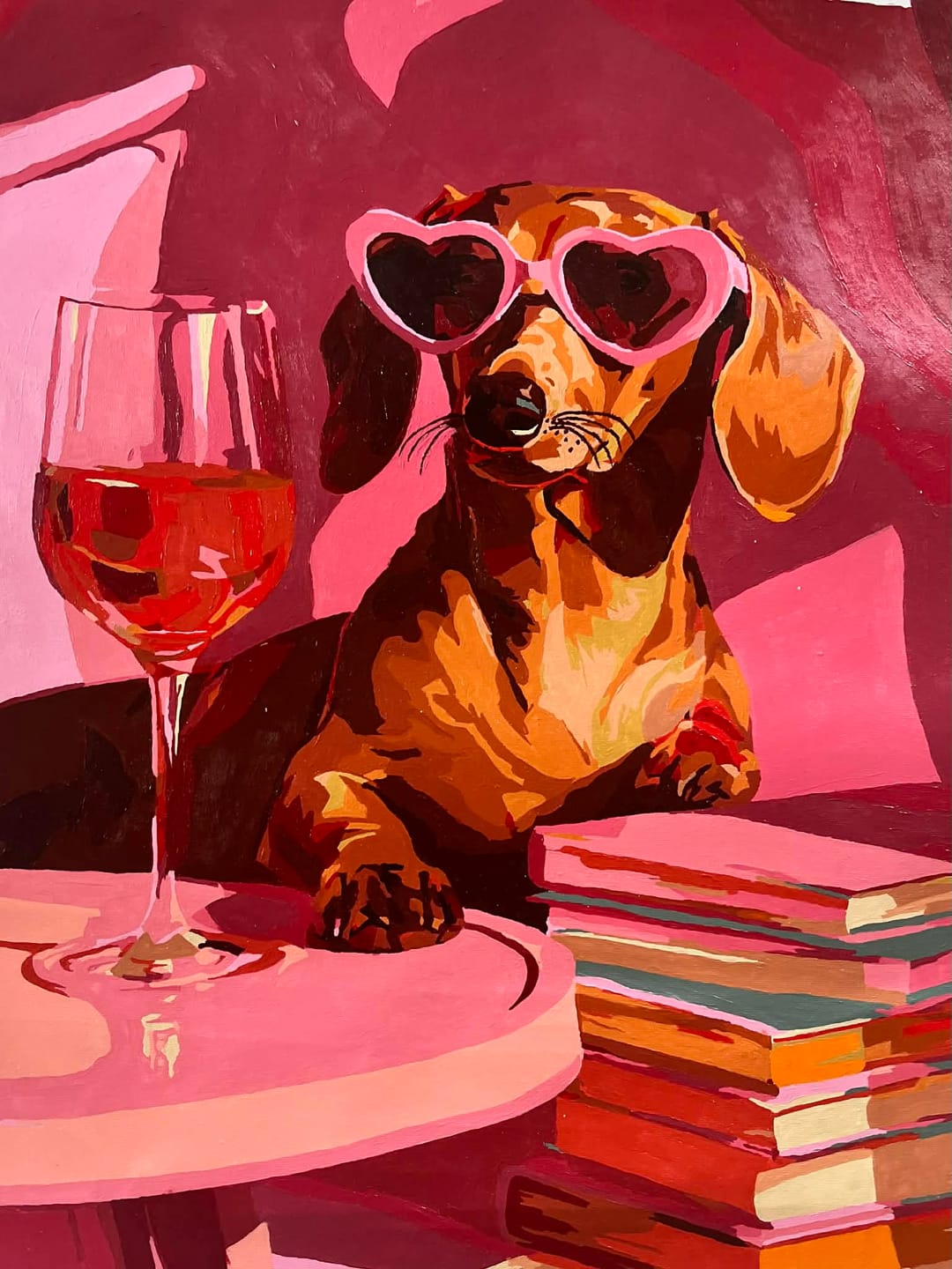 Customer photo review of Dachshund in pink | Paint by Number