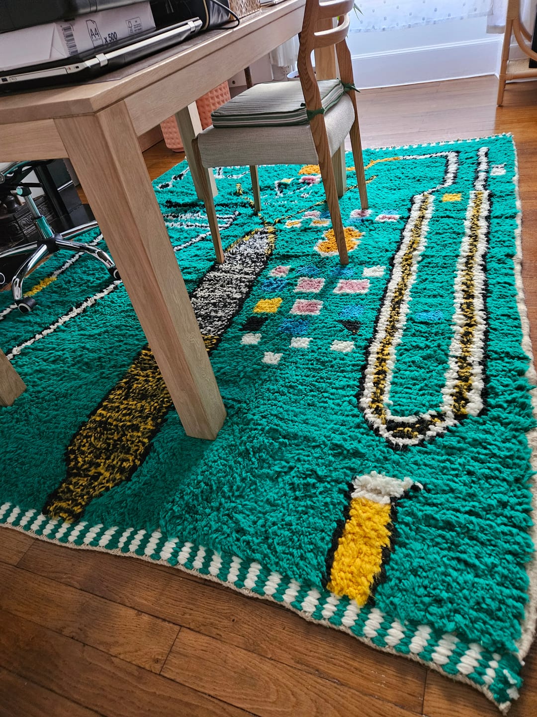 Customer photo review of Green Moroccan Wool Rug – Abstract Berber Design