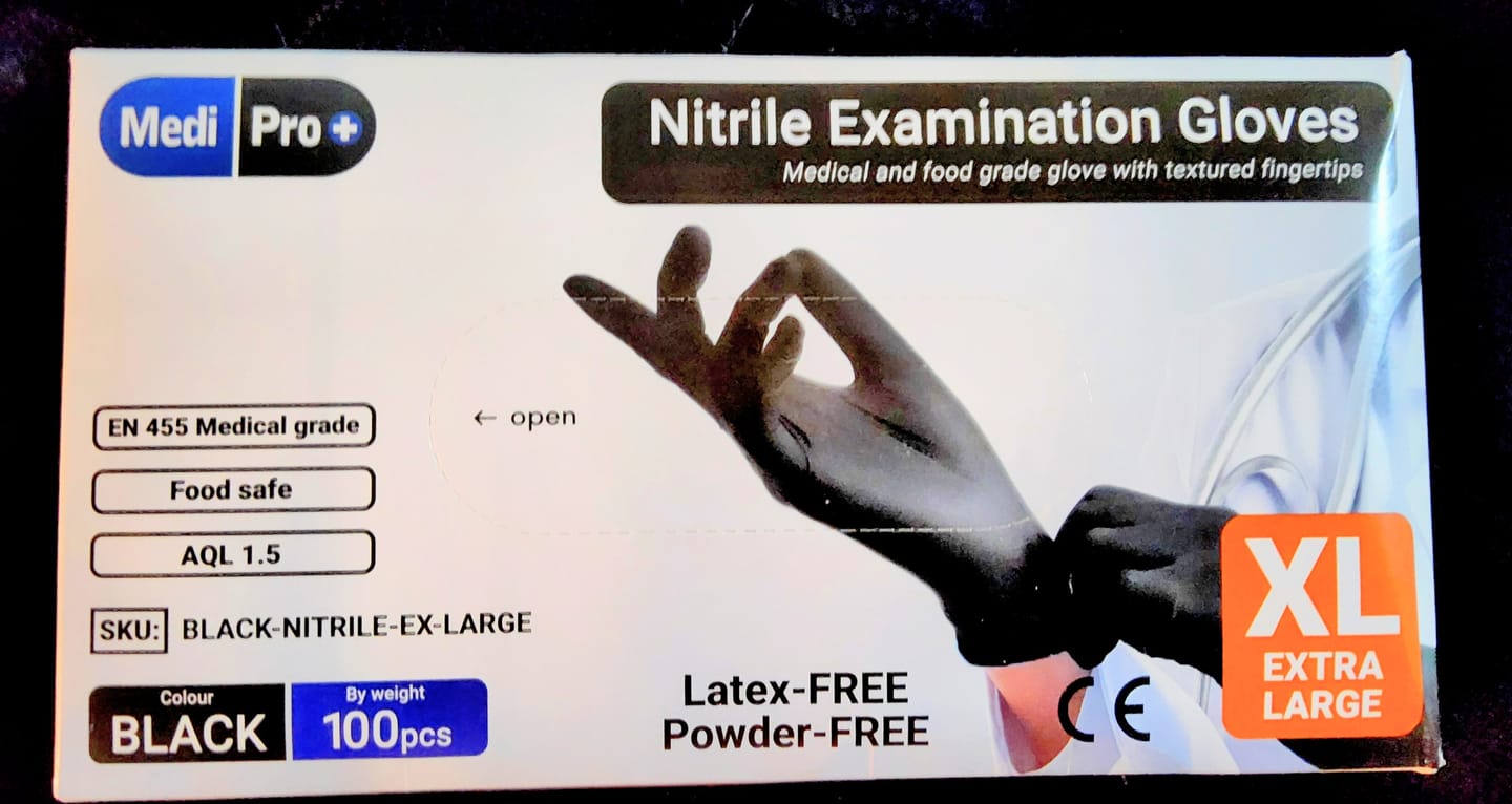 Customer photo review of Black Nitrile Gloves - Box of 100 - Extra Large