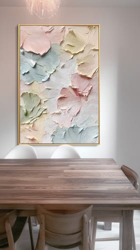 Customer photo review of Whispers of Spring Pastel Textured Flower Wall Art Hand-Painted Abstract Floral Canvas for Modern Home Decor