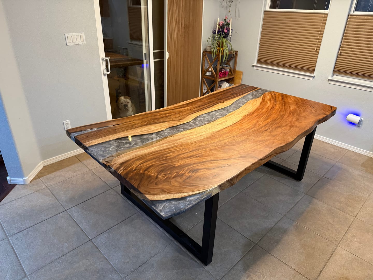 Customer photo review of Black Walnut Wood River Resin Epoxy Table for Dining & Conference Table CT50