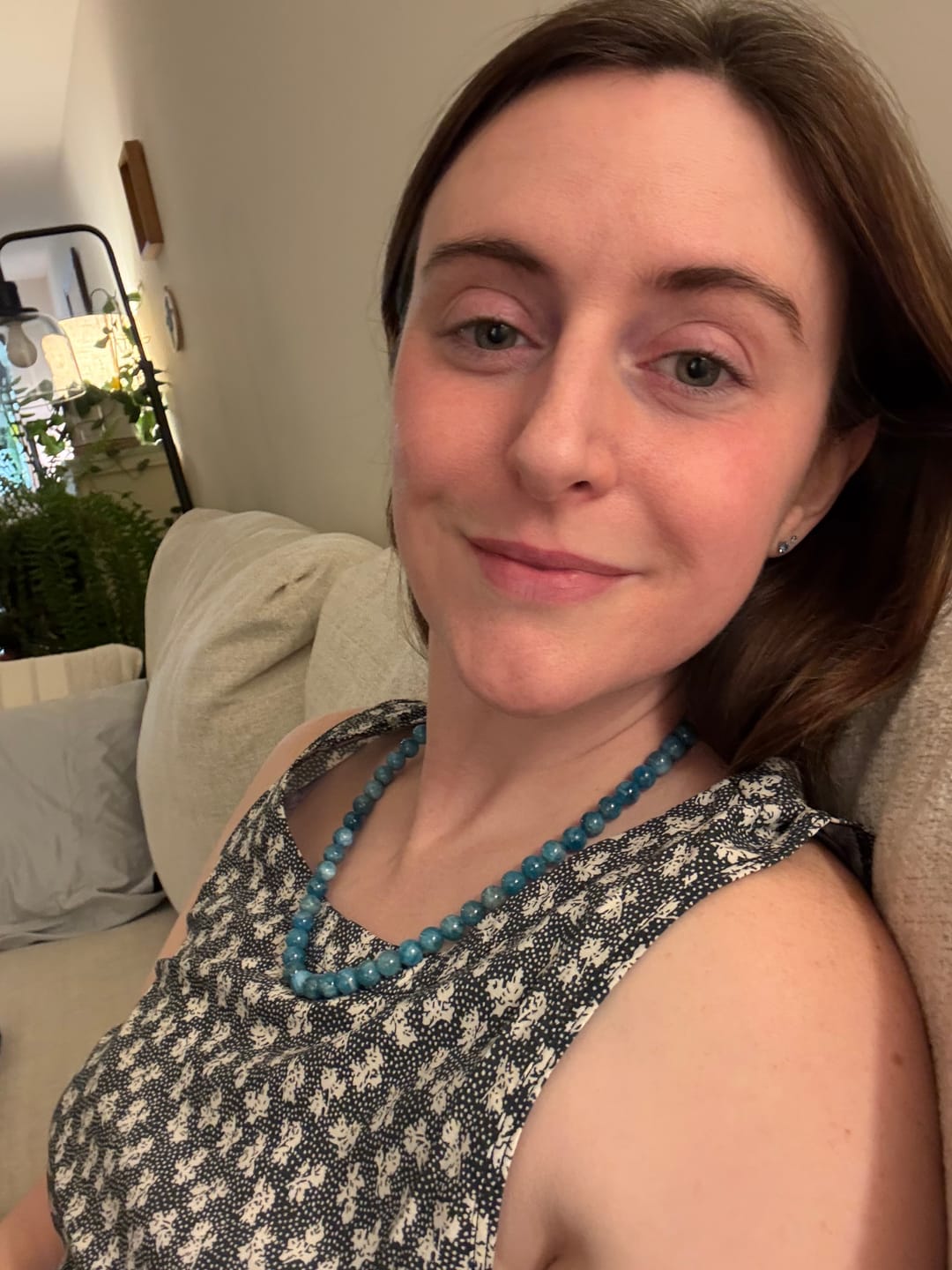 Customer photo review of Blue Apatite Beaded Necklace