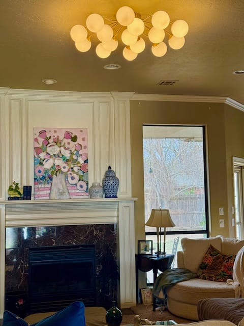 Customer photo review of Bloom Brass Frosted Glass Bubble Semi Flush Chandelier