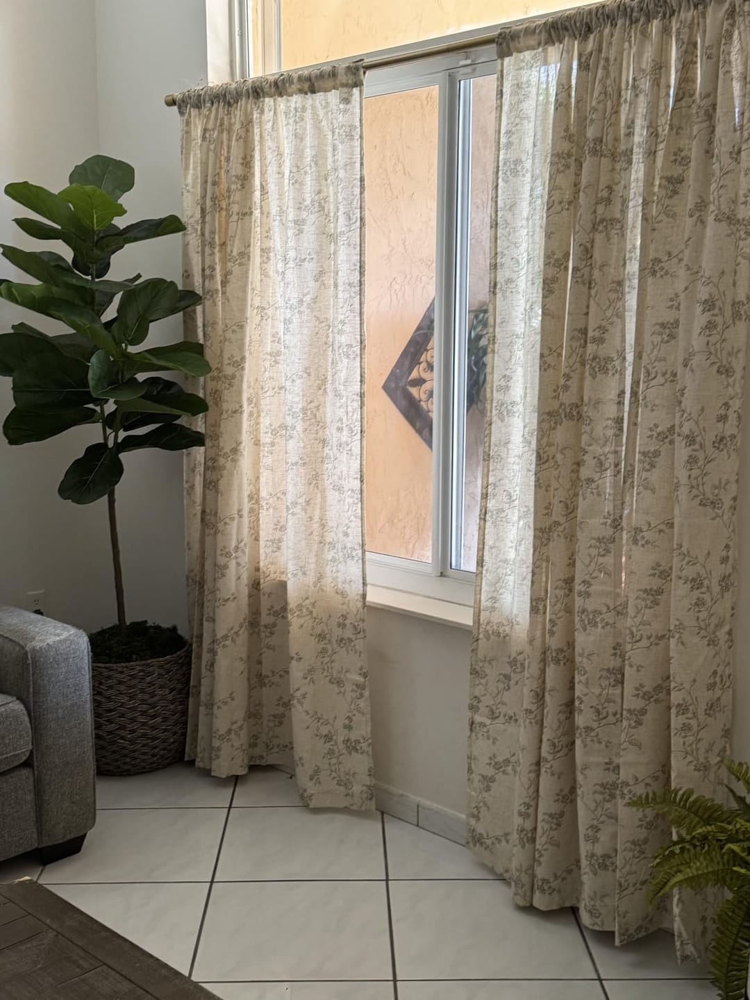 Customer photo review of Vine Blossom Linen Blend Curtains