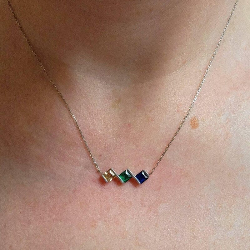 Customer photo review of Personalized 925 Sterling Silver Family Birthstone Necklace