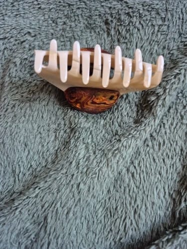 Customer photo review of Acetate Patchwork Hair Claw Clip – Medium