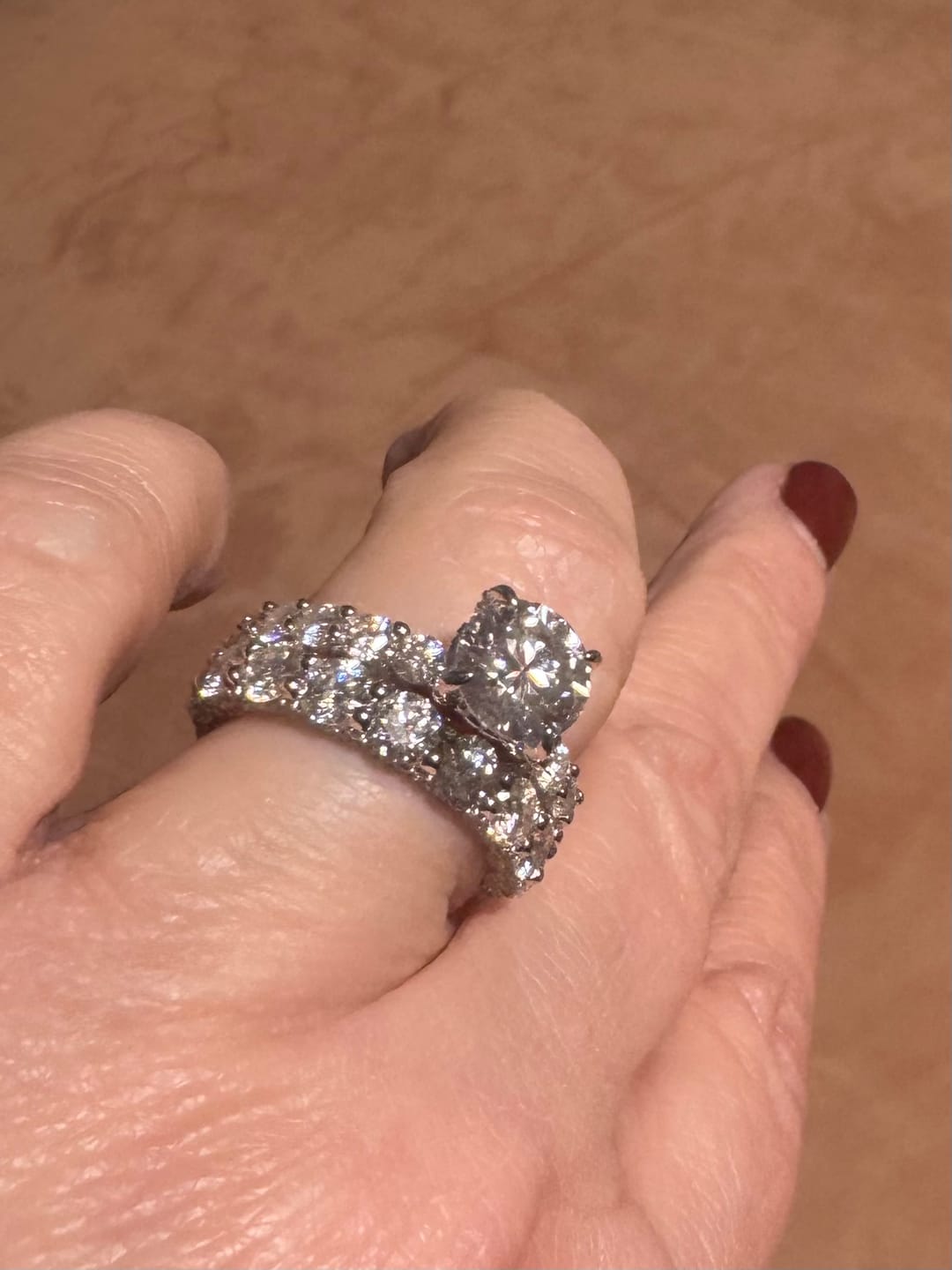 Customer photo review of Rodiffy Moissanite 2.0Ct~4.0 Ct Round Engagement Ring -4 Prong Setting