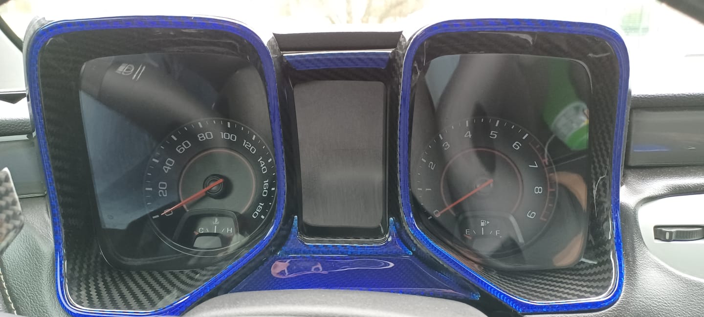 Customer photo review of 2010-2015 Chevy Camaro Carbon Fiber Gauge Cluster Trim Cover