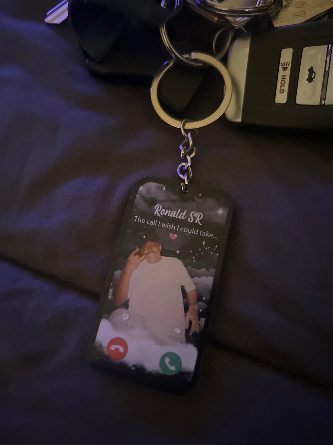 Customer photo review of The Call I Wish I Could Take Memorial Sympathy Gift Remembrance Keepsake Photo Personalized Acrylic Keychain
