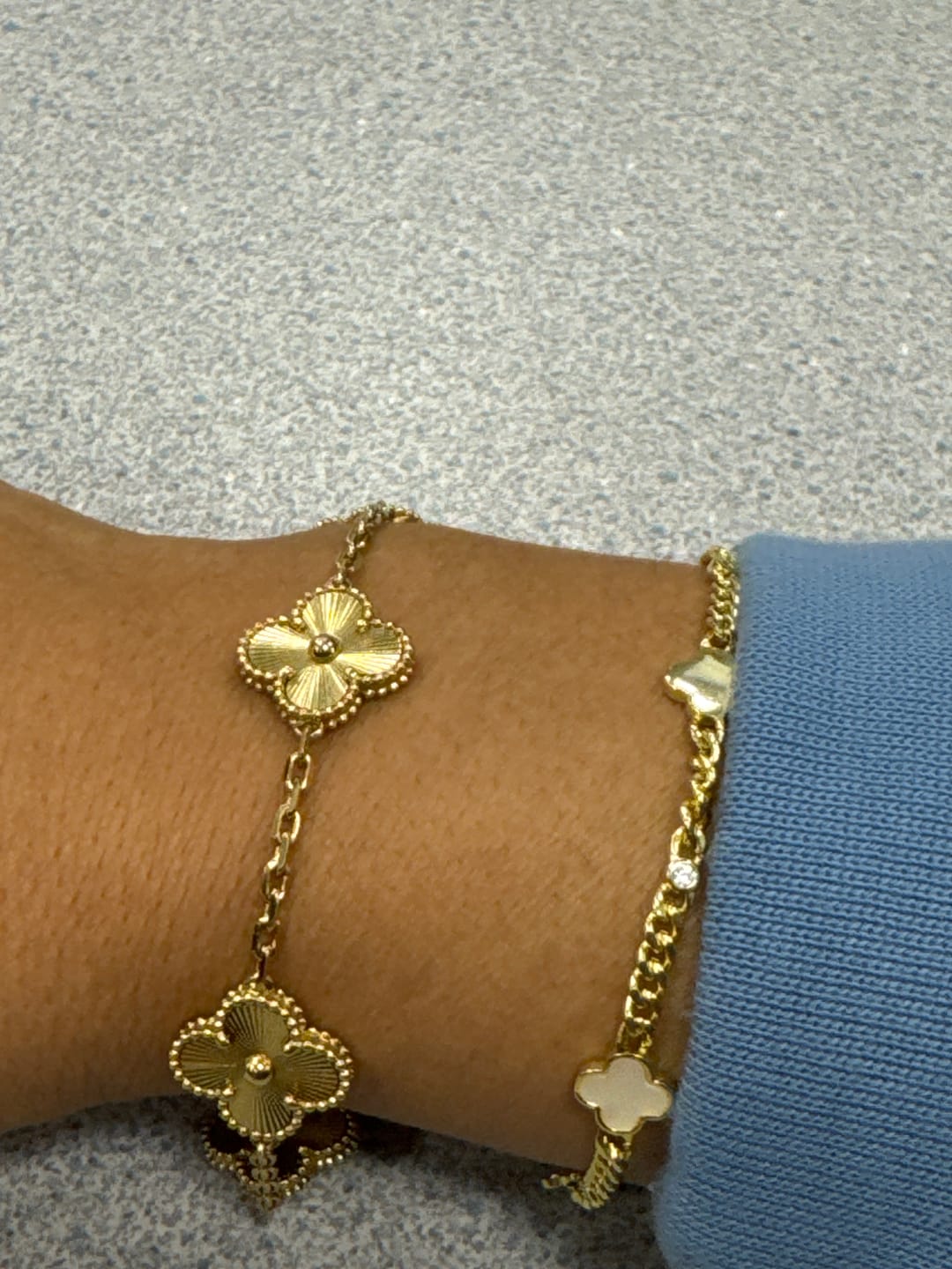 Customer photo review of 925 Silver, Lucky Clover Leaf Bracelet, 18K Gold Plated