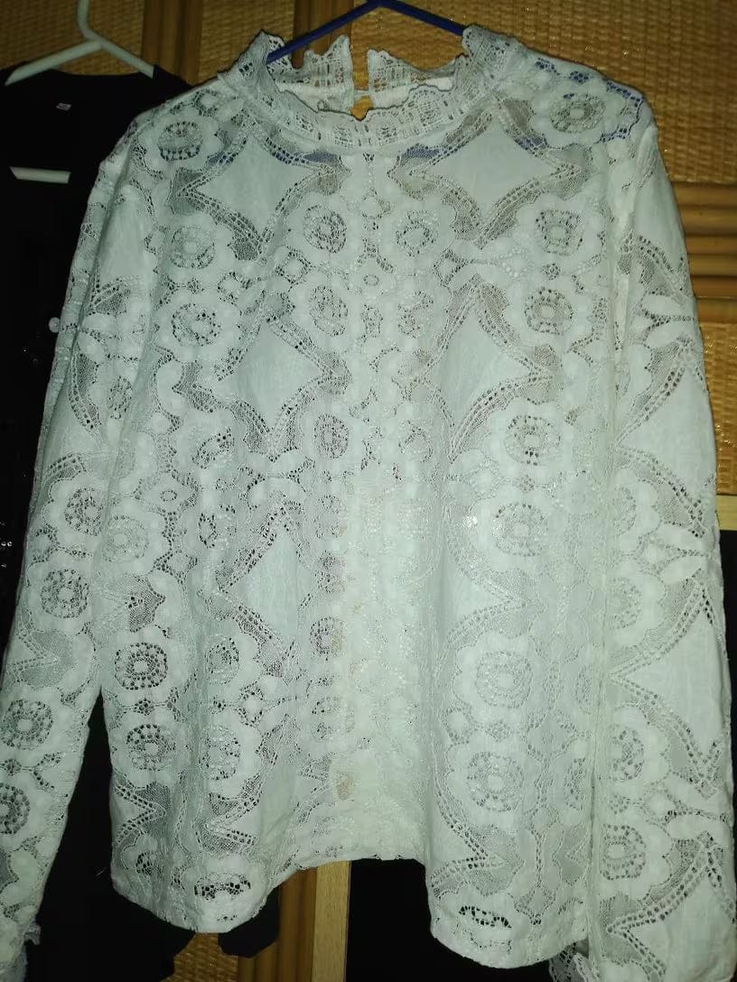 Customer photo review of Andy Long Sleeve Sheer Lace Top