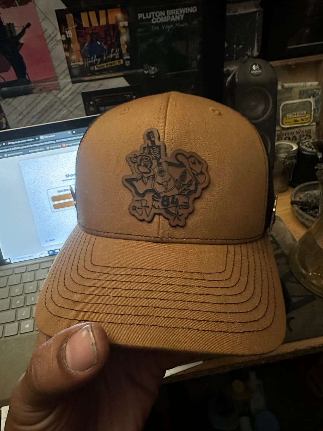 Customer photo review of Custom Logo Leather Patch Hats