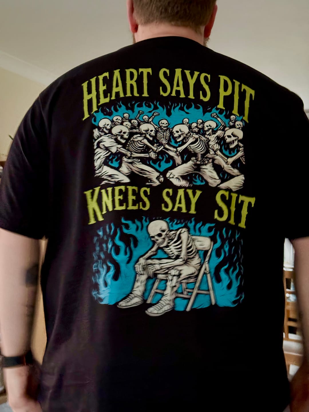 Customer photo review of 'HEART SAYS PIT, KNEES SAY SIT' TEE