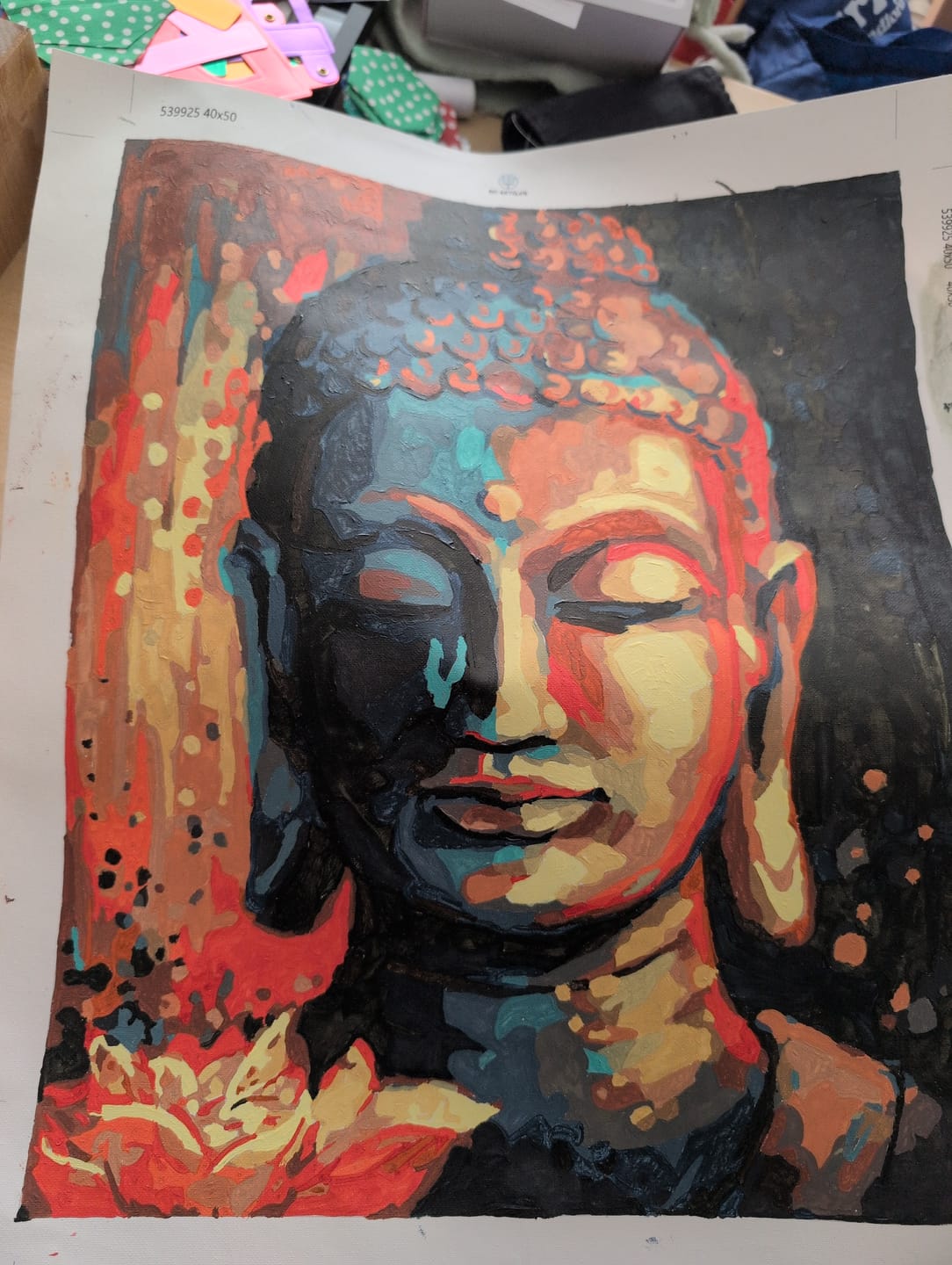 Customer photo review of Buddha with a Flower | Painting by Numbers