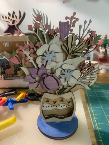 Customer photo review of Laser cut multilayer 3D vase flowers table decor svg file