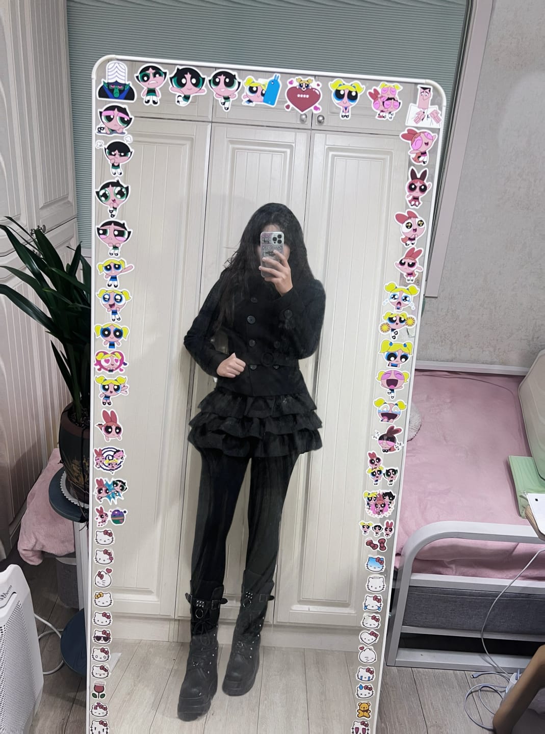 Customer photo review of IAMXIAA Wool-Like High Neck Belted Double-Breasted Jacket