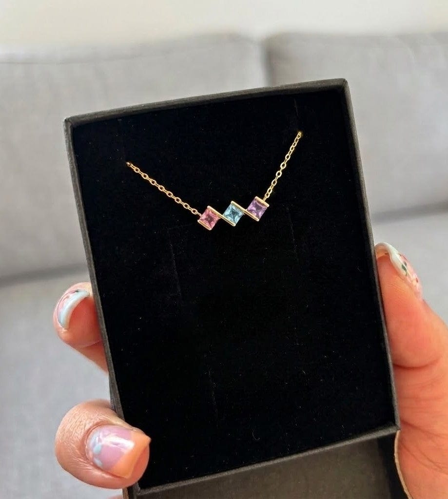 Customer photo review of Personalized 925 Sterling Silver Family Birthstone Necklace