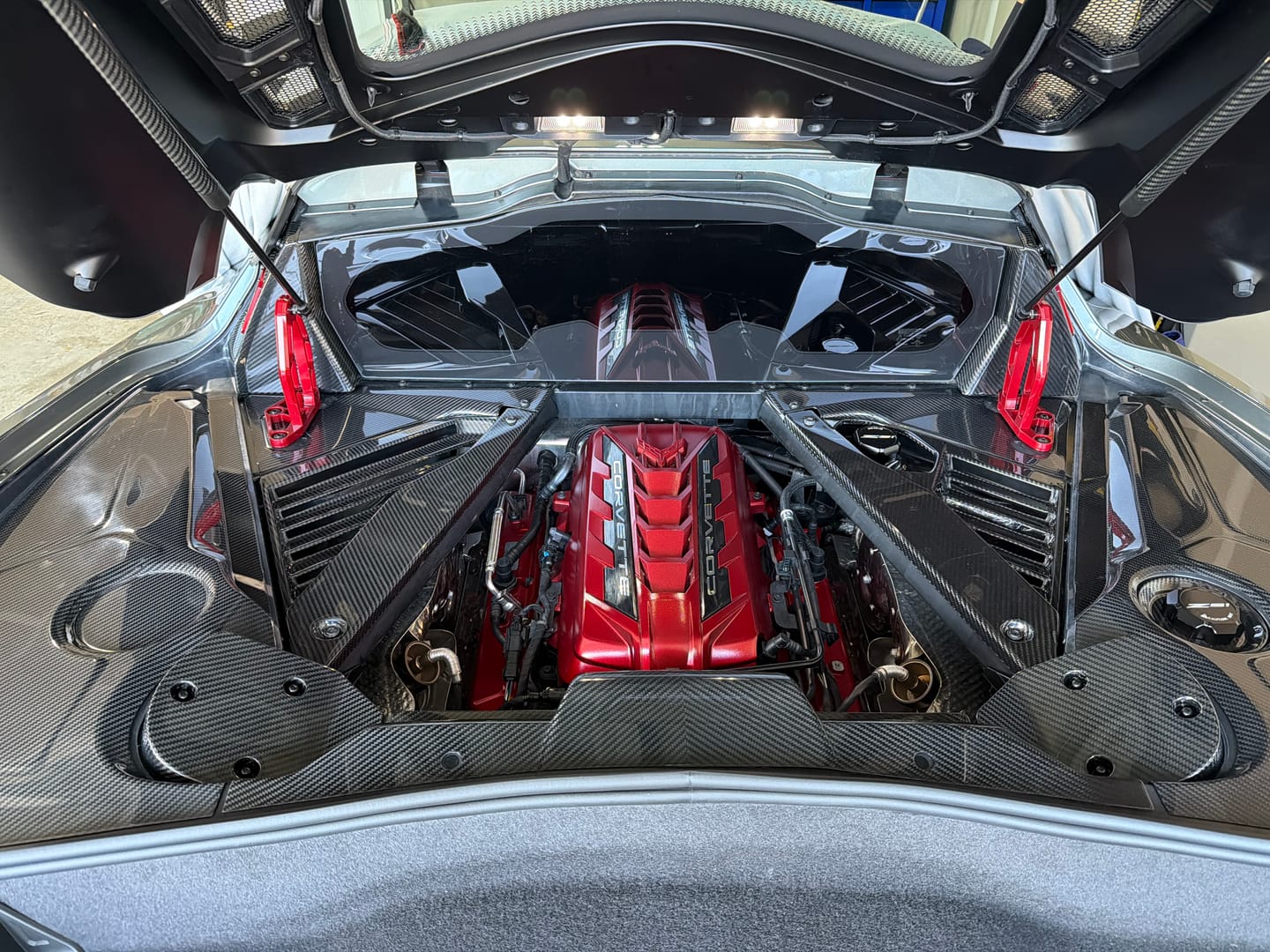 Customer photo review of Corvette C8 DRY CARBON FIBER Coupe Engine Bay Panel Cover (3-Pieces Version)