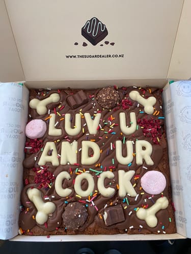 Customer photo review of Custom message dick brownie