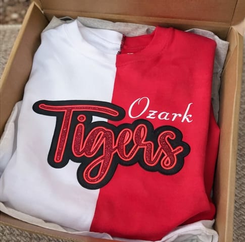 Customer photo review of Custom Glitter Team Mascot Two Tone Embroidered Sweatshirt For Game Day