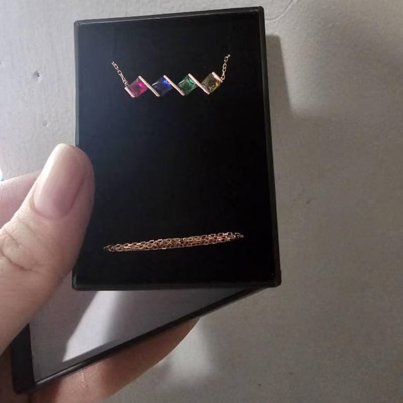Customer photo review of Personalized 925 Sterling Silver Family Birthstone Necklace