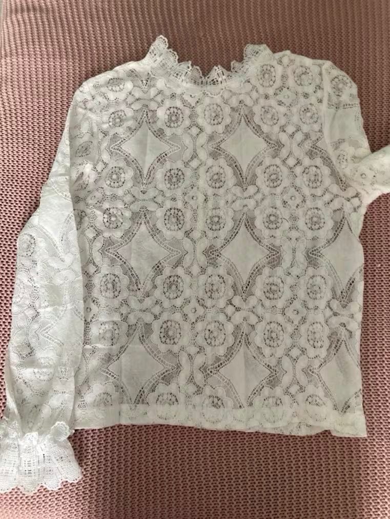 Customer photo review of Andy Long Sleeve Sheer Lace Top