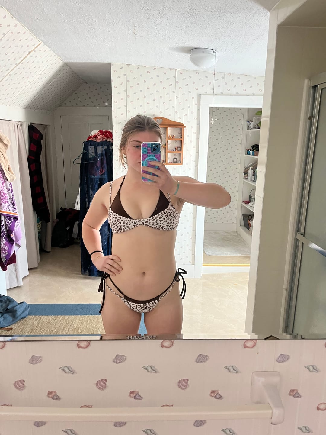 Customer photo review of Seamolly Leopard Print Tie Side Double Layer Bikini Set