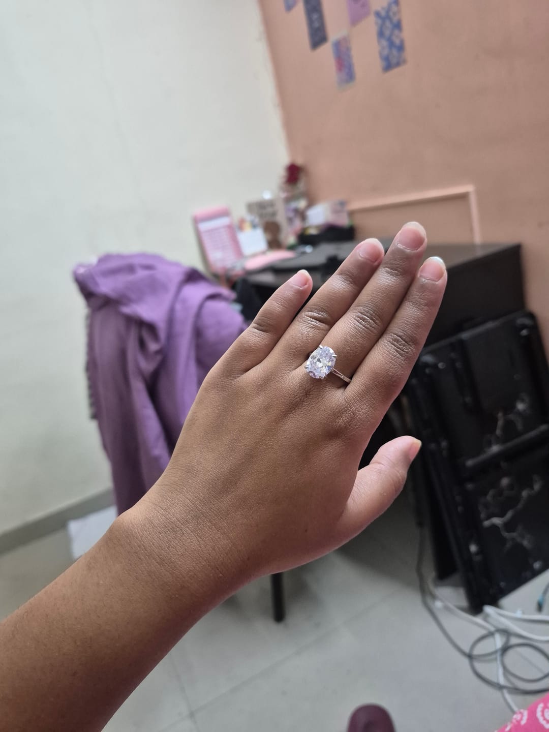 Customer photo review of 5Ct Hayley Oval Solitaire Silver Ring