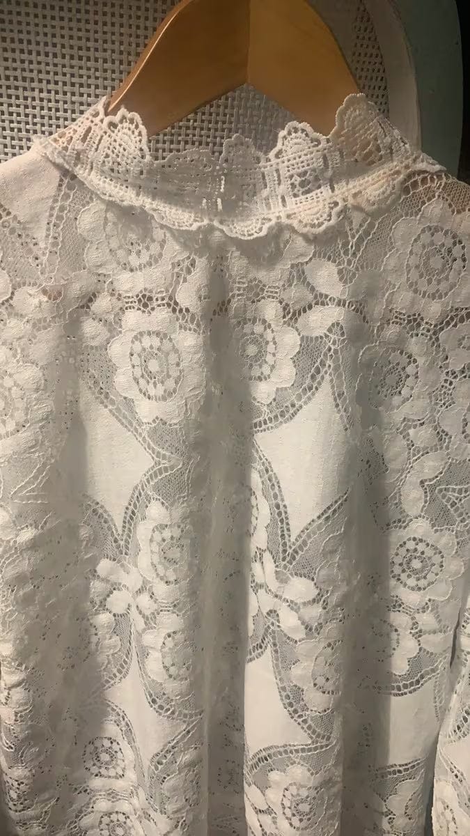 Customer photo review of Andy Long Sleeve Sheer Lace Top