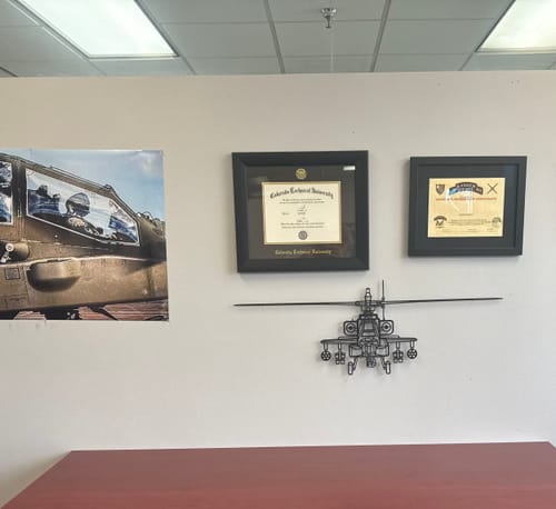 Customer photo review of AH-64D Apache Front Silhouette Metal Wall Art