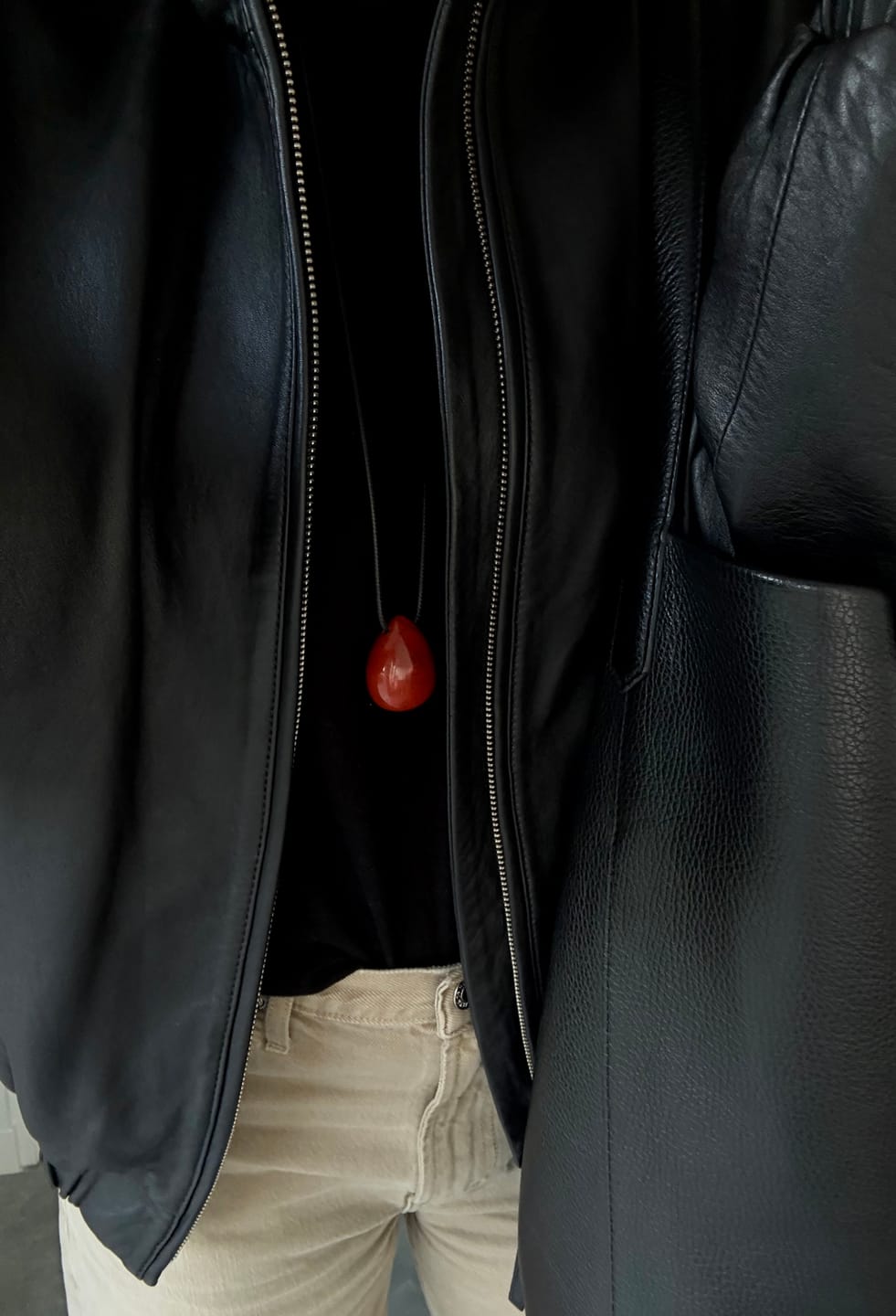 Customer photo review of Lumi Pendant Necklace Red Jasper
