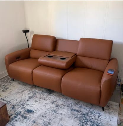 Customer photo review of AeroStretch Power Zero Wall Hugger Reclining Sofa with Drop Down Table Tray