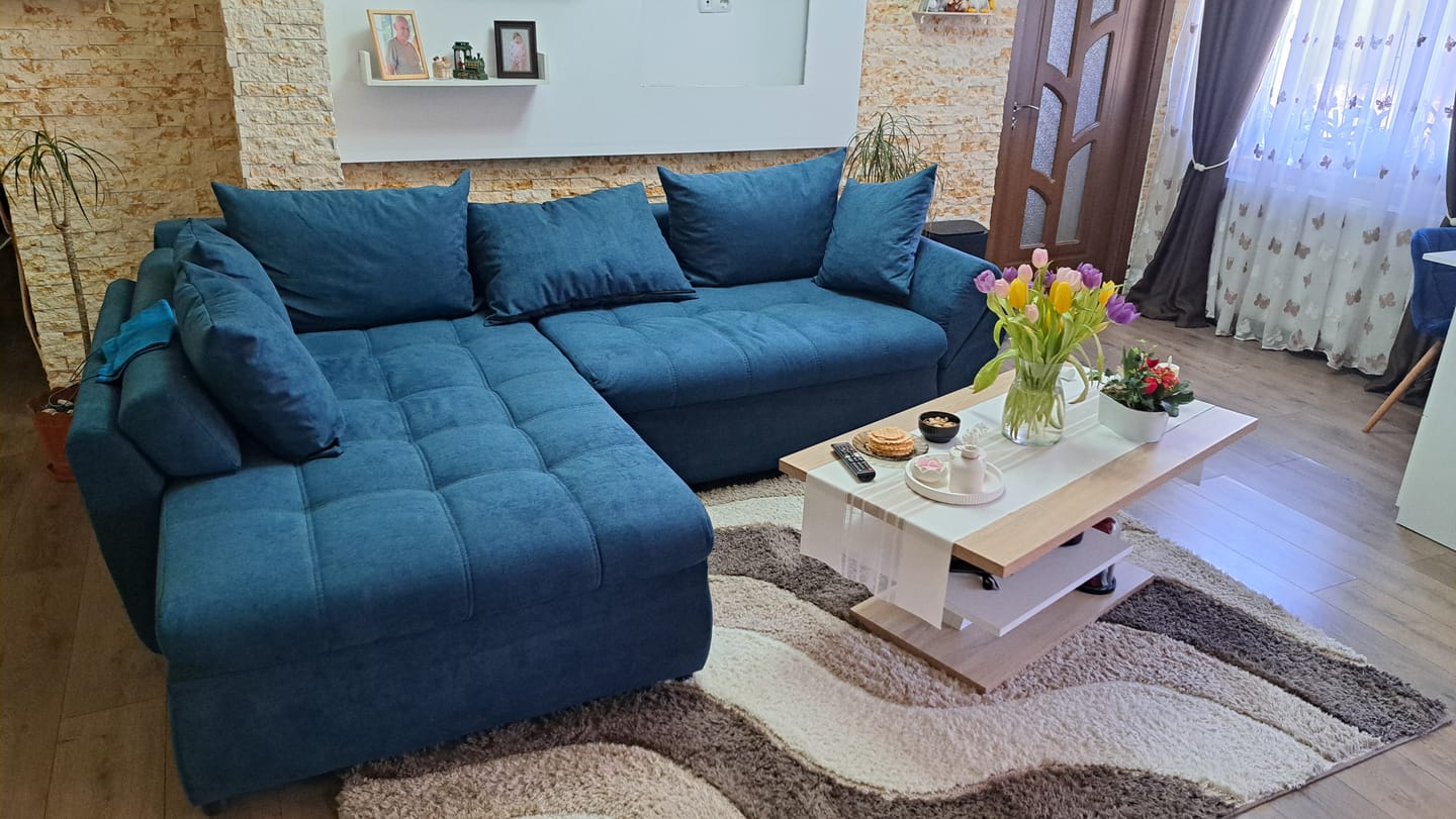 Customer photo review of Colțar extensibil dumonde cu ladă de depozitare si sezut confortabil din spuma HR, Loana Enjoy Petrol  270x185 cm