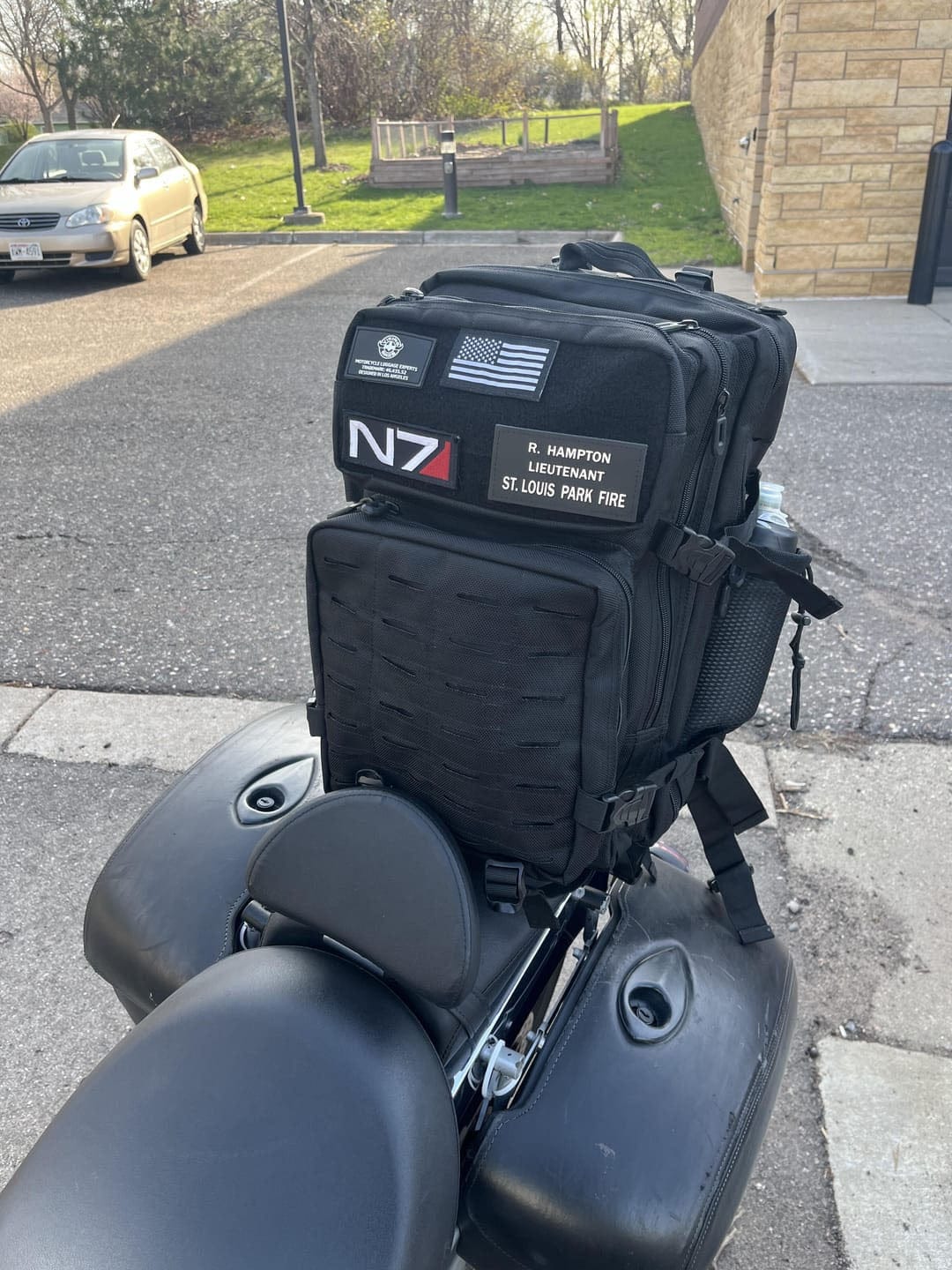 Customer photo review of 45L - Tactical XL Motorcycle Sissy Bar Backpack for Harley Davidson