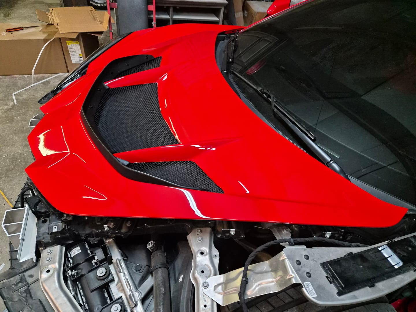 Customer photo review of Corvette C8 ZR1 MATTE BLACK Front Bumper Vented Extractor Hood