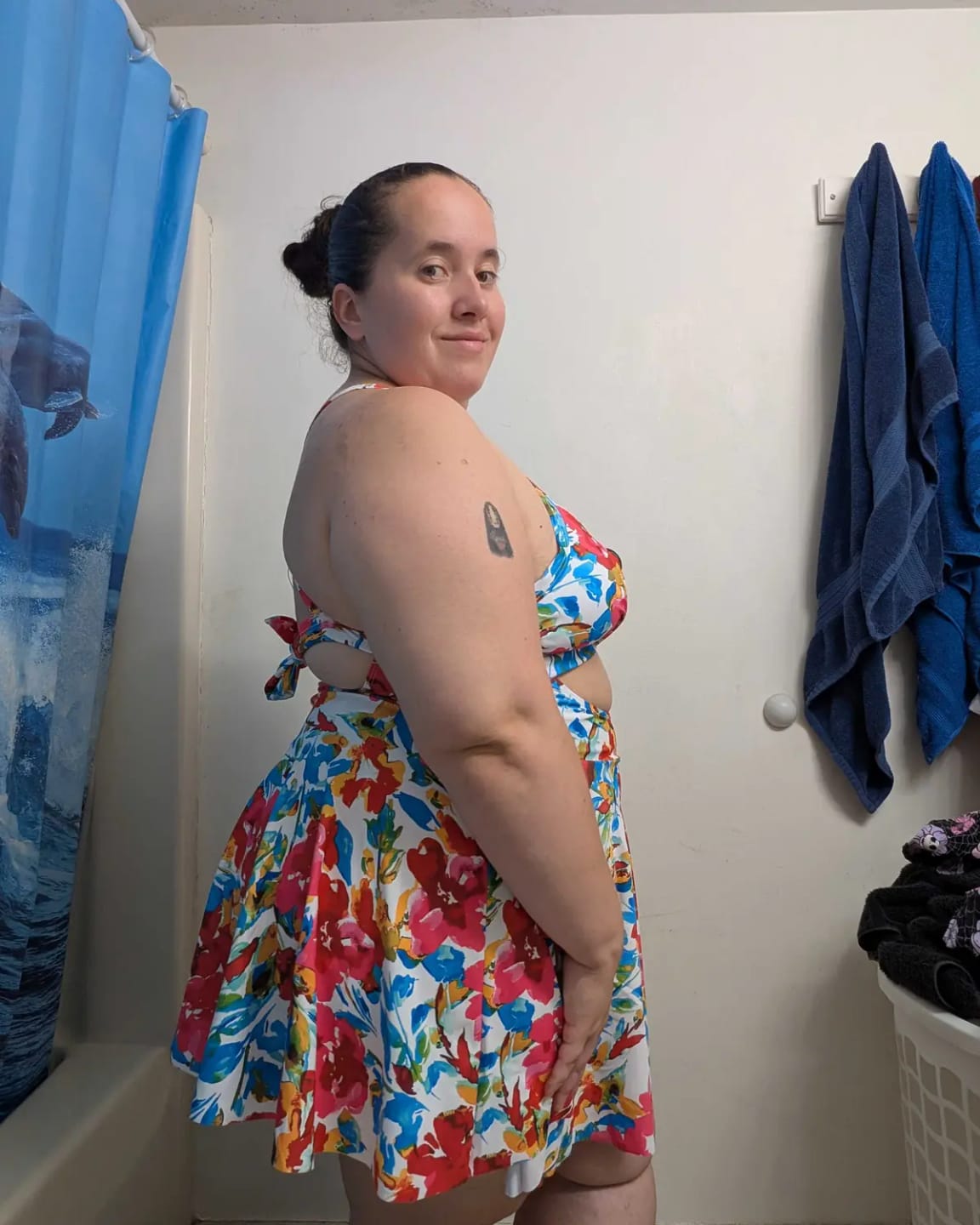 Customer photo review of High Waist Cutout One Piece  Tummy Control Swimdress
