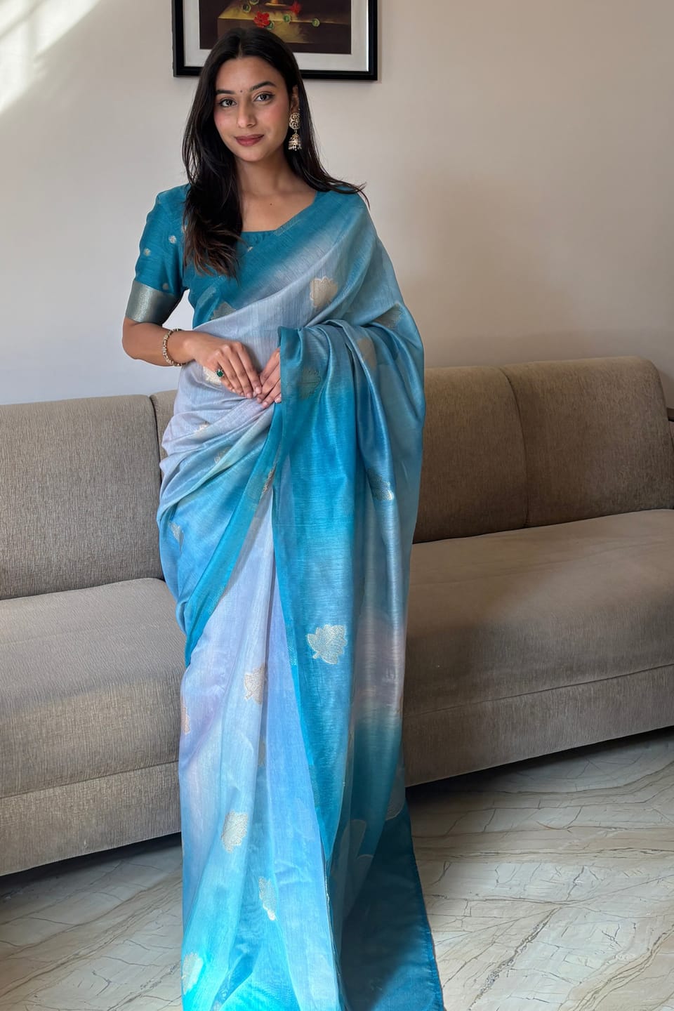 Customer photo review of Surfie Blue Banarasi Handloom  Silk Saree