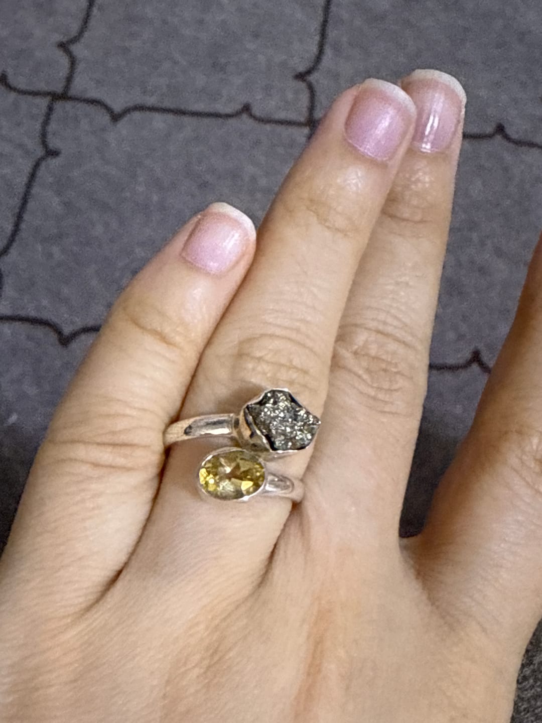 Customer photo review of Citrine + Pyrite oval ring