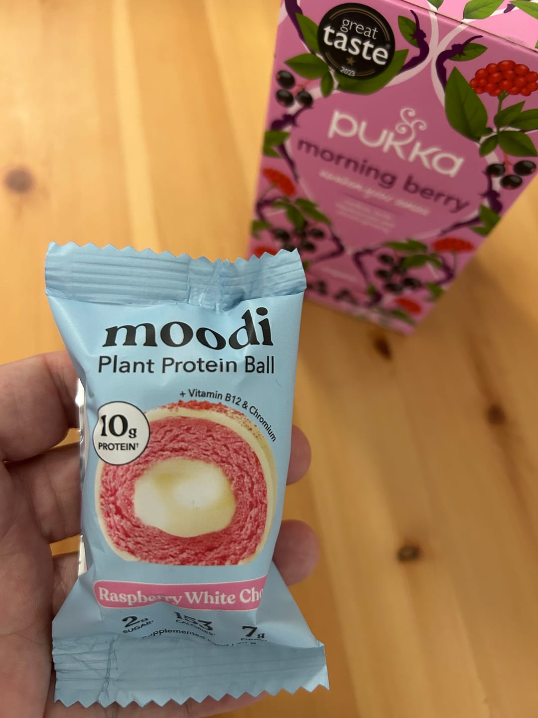 Customer photo review of Raspberry White Choc Plant Protein Ball
