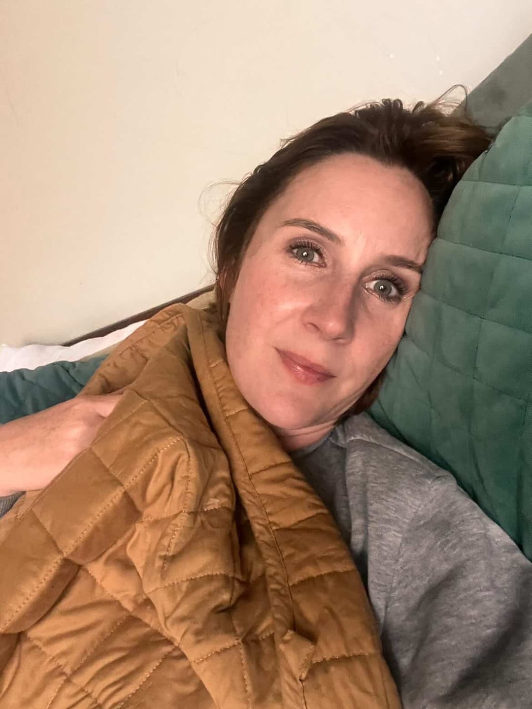 Customer photo review of The Oliviada Weighted Blanket: Recovery starts now.
