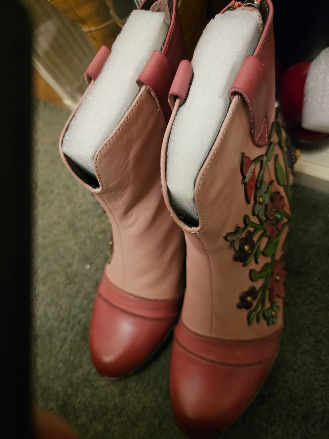 Customer photo review of Grace Blossom Pink Ankle Boots