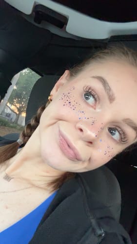Customer photo review of Blue Spirit Speckles Makeup Patches - Team Spirit Collection