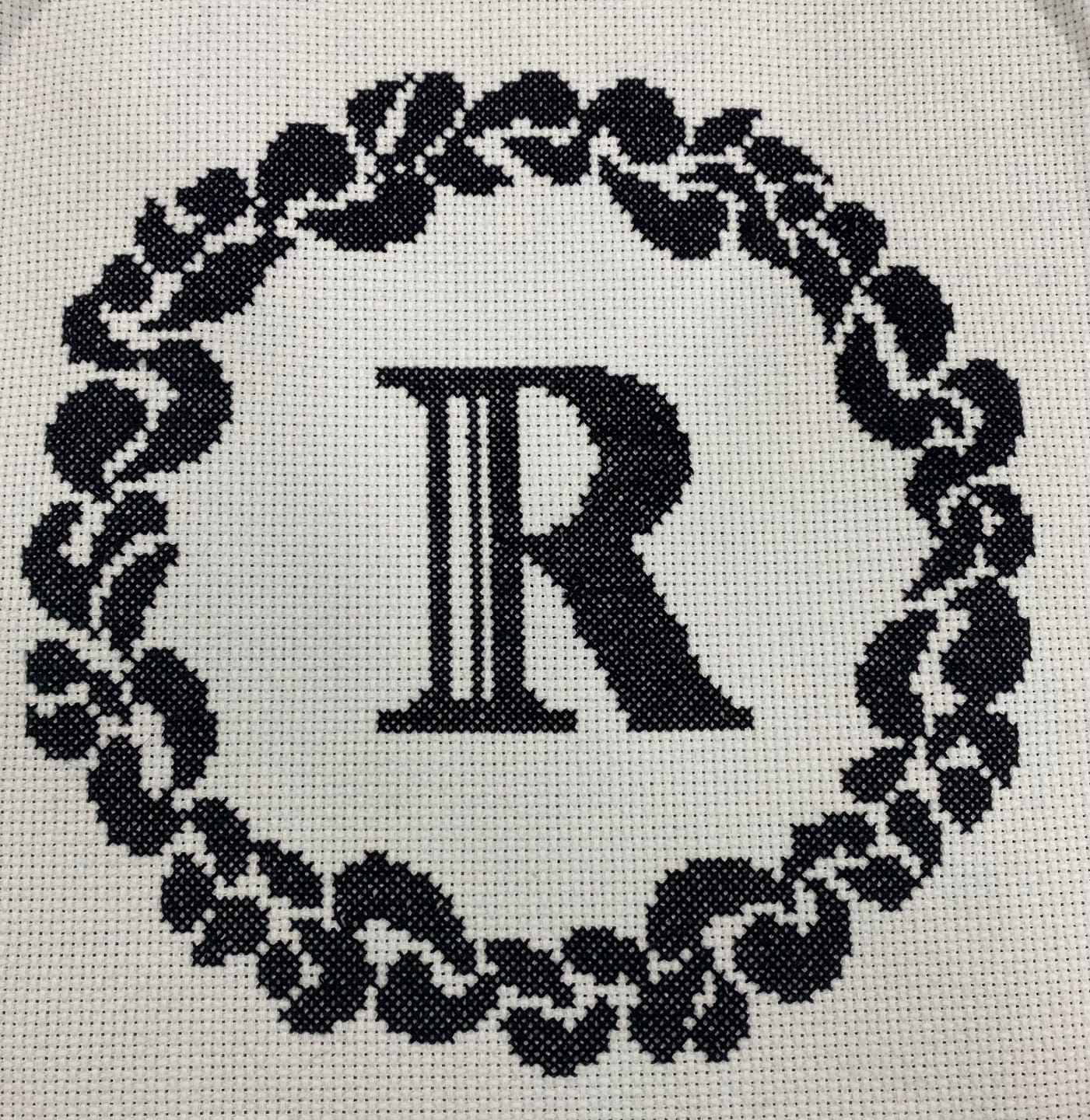 Customer photo review of Grace Wreath Monogram - Cross Stitch Kit or Pattern