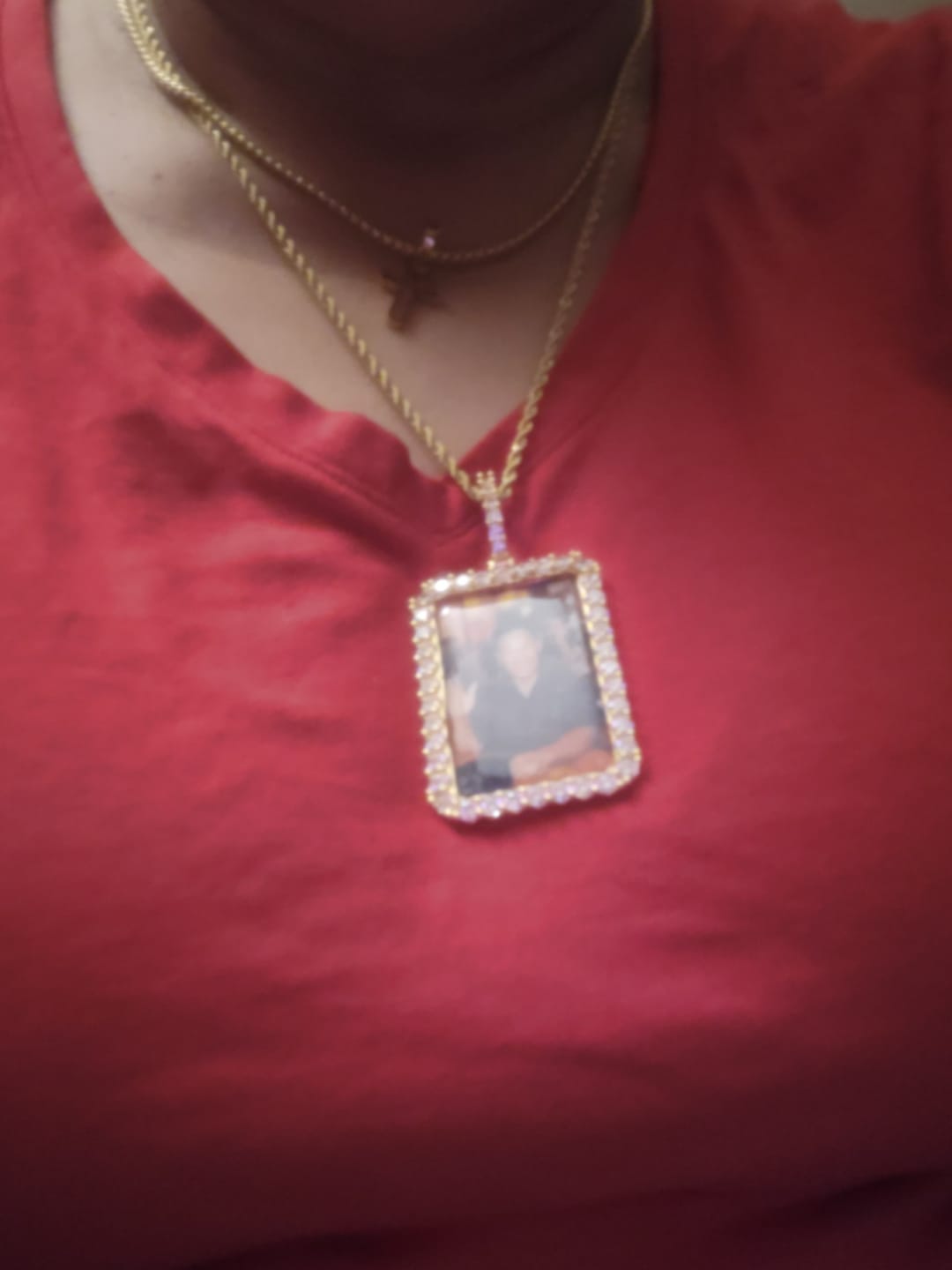 Customer photo review of 3D Custom Picture Rectangular Ice Pendant With Engraving