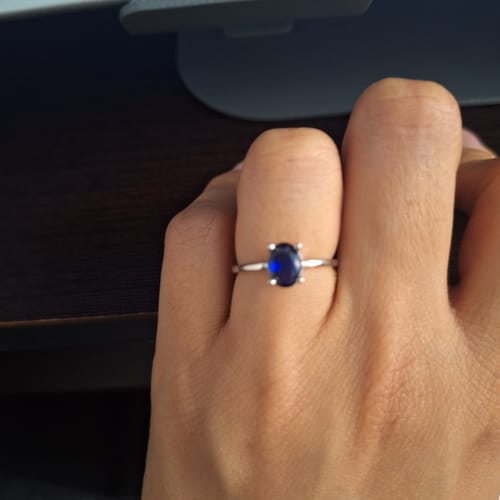 Customer photo review of Anillo Zirconia Azul Marino