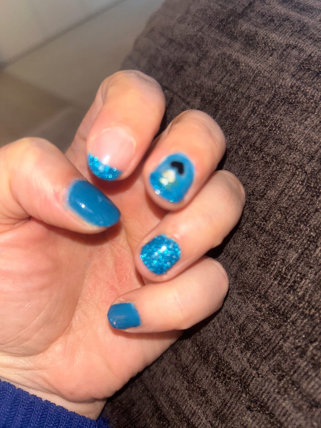Customer photo review of Haze Blue Dipping Powder