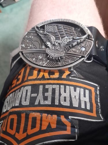 Customer photo review of Western Functional DIY Hidden Folding Knife Buckle Leather Belt