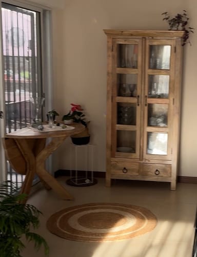 Customer photo review of Alfombra Redonda 1m Yute Tejido Artesanal Fibras Naturales