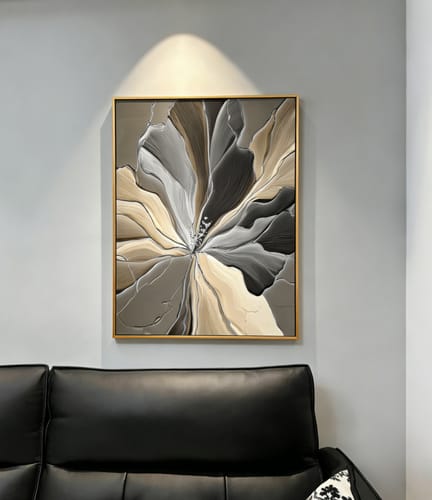 Customer photo review of Neutral Textured Flower Wall Art – Hand-Painted Abstract Floral Canvas for Modern Home Decor