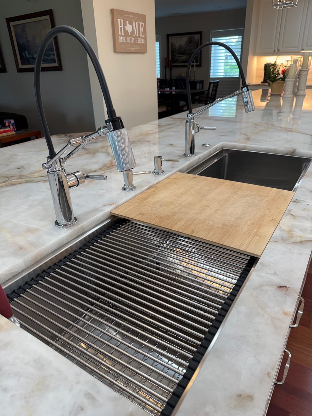 Customer photo review of 56" Undermount Workstation Sink – 16 Gauge Stainless Steel Single Bowl – Reversible Offset Drain – Seamless Drain (5LS56c)